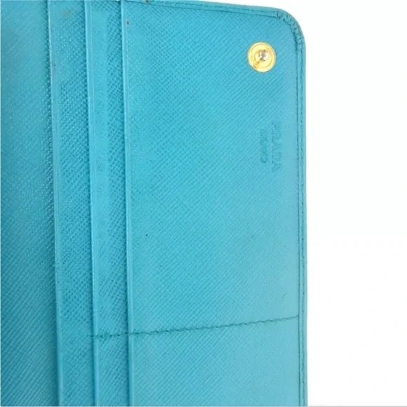 Prada Safiano Teal Blue Long wallet